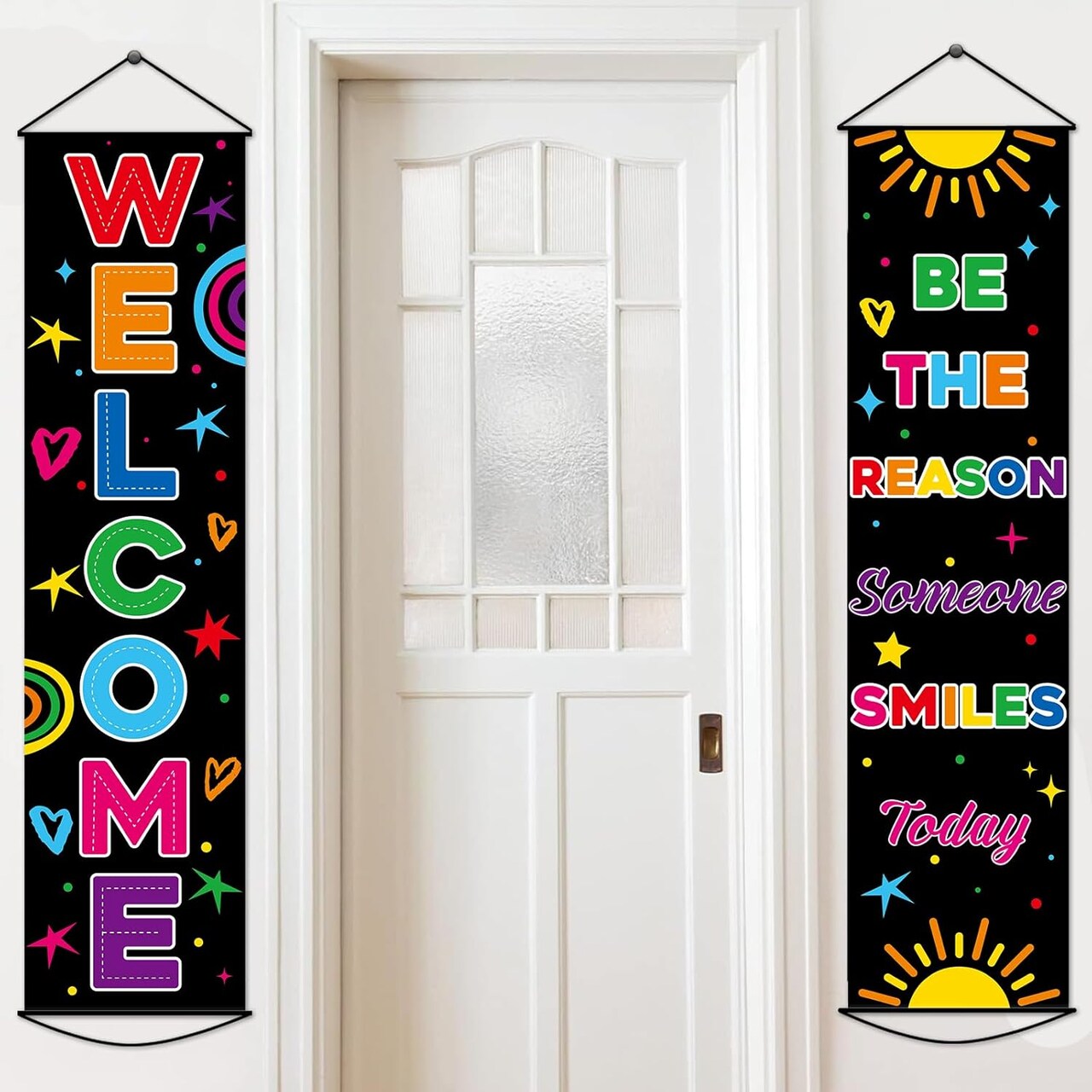 2PCS Colorful Welcome Banner Set, Back to School Classroom Door Decorations, Positive Motivational Wall & Bulletin Board Signs for Teachers, Preschool, Elementary & Daycare First Day Display